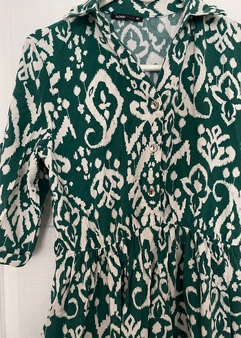 Yeşil Desenli Uzun Elbise - Görsel 4