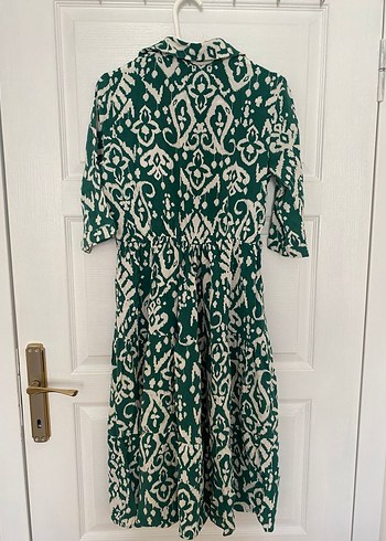 Yeşil Desenli Uzun Elbise - Görsel 3