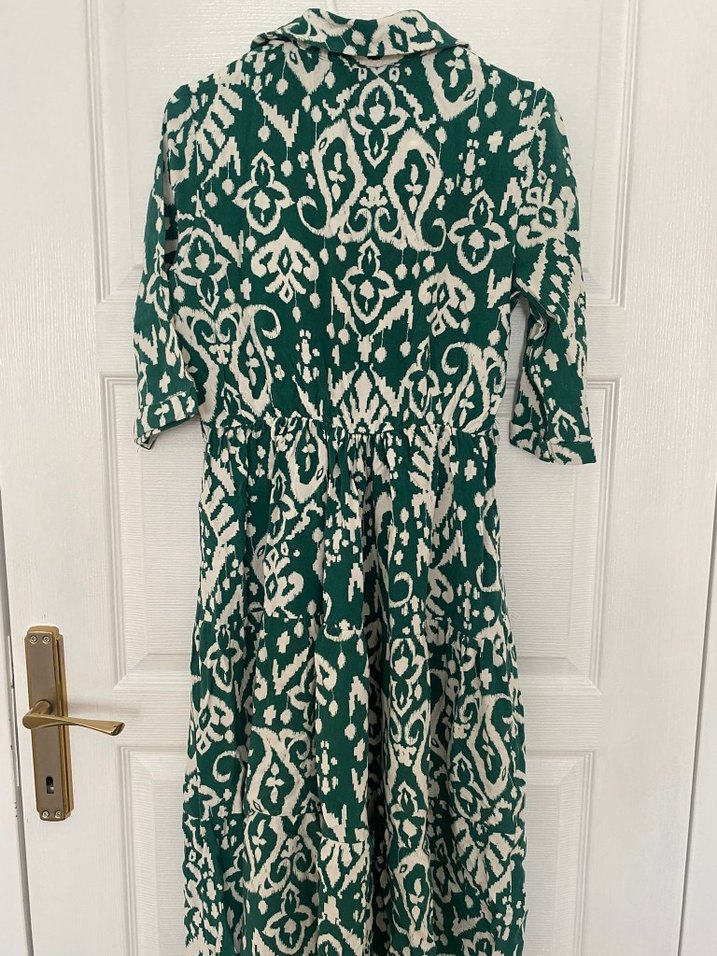 Yeşil Desenli Uzun Elbise - Görsel 2