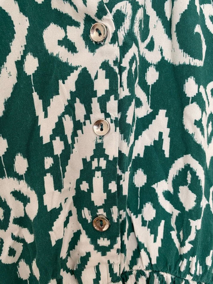 Yeşil Desenli Uzun Elbise - Görsel 5