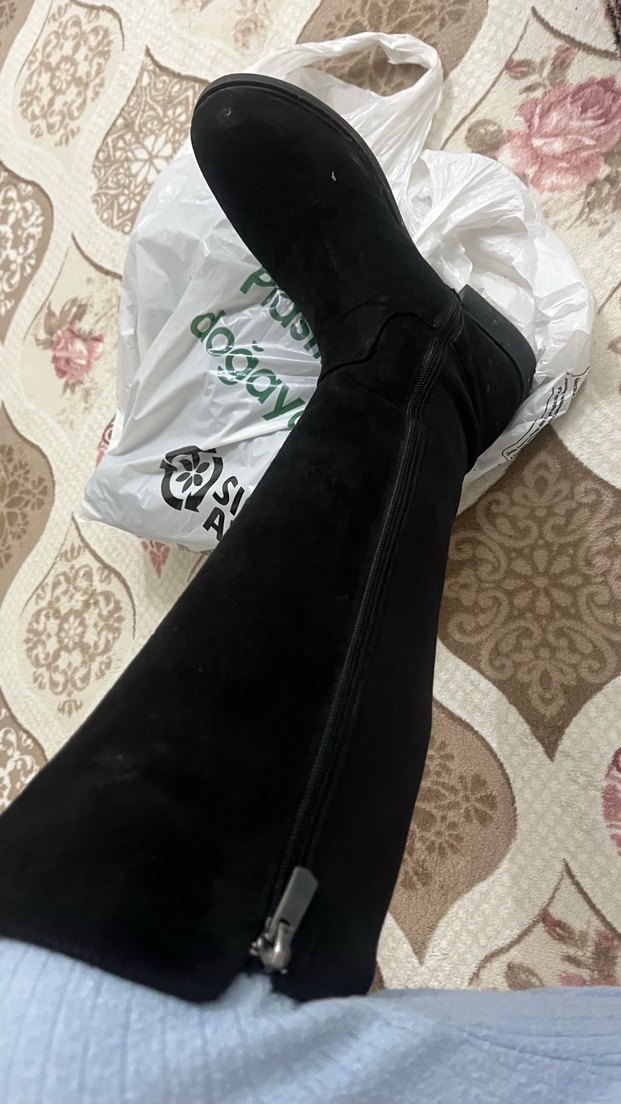 Fermuarlı Siyah Dizüstü Kadın Çizme - Görsel 2