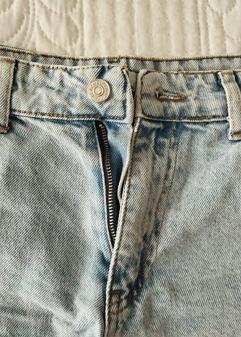 36 Beden Gri Mini Denim Şort, Rahat Kesim