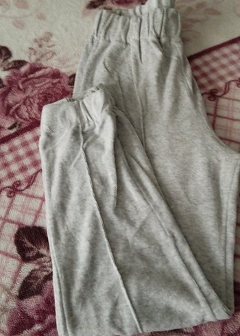 Gri kız çocuk Salaş Kadife Eşofman Altı - Görsel 4