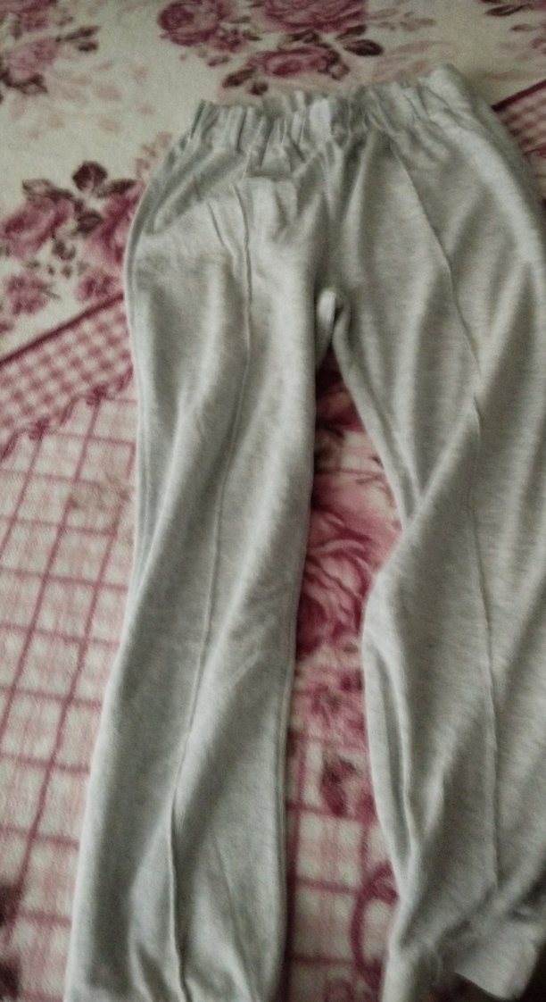 Gri kız çocuk Salaş Kadife Eşofman Altı - Görsel 2