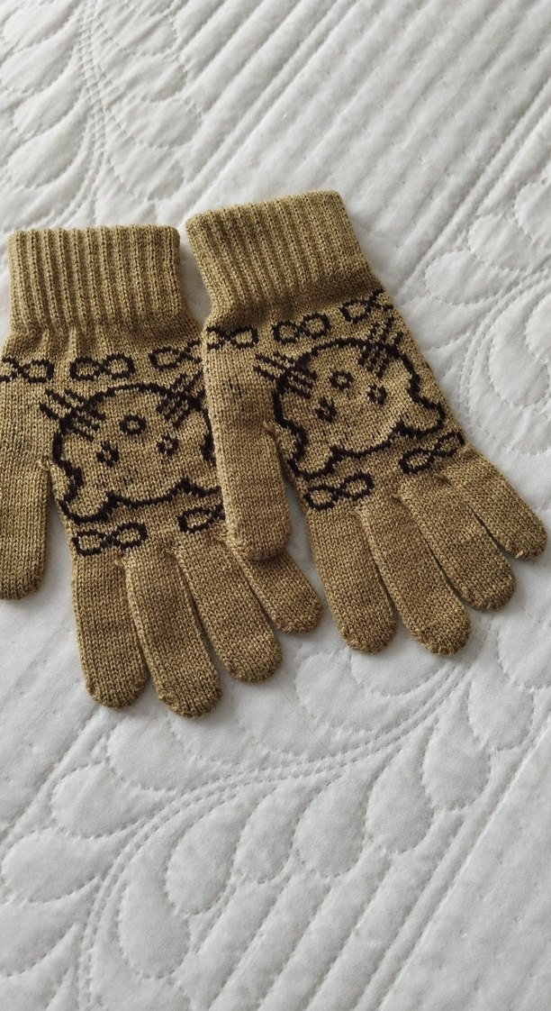 Bej Örgü kız çocuk eldiveni - Görsel 2