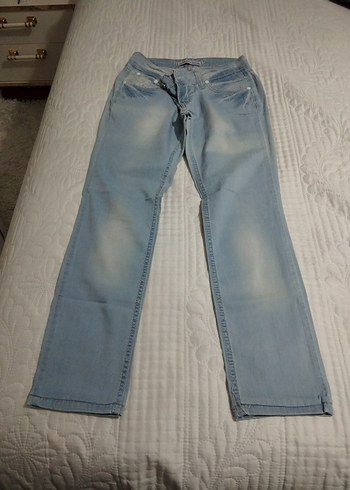 Kadın Mavi Denim Midi Boy Rahat Kesim Jean