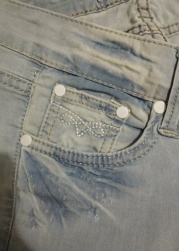 28 Beden mavi Renk Kadın Mavi Denim Midi Boy Rahat Kesim Jean