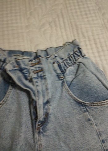 Blackspade Kadın Mavi Bol Kesim Kemerli Mini Denim Şort