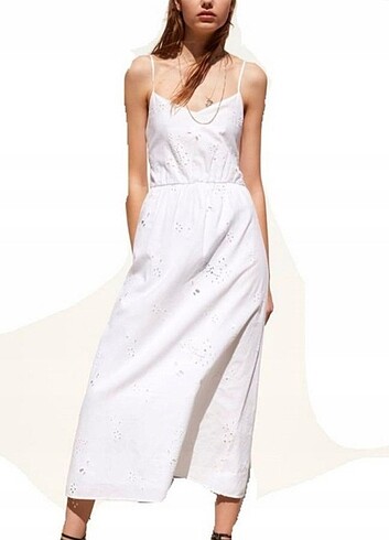 Zara beyaz güpürlü elbise 