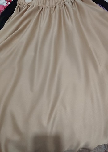 Bej Uzun Salaş Saten Etek - Görsel 4