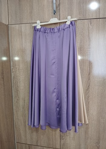 Uzun Mor Saten Salaş Etek - Görsel 3