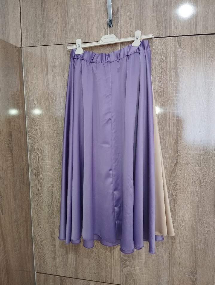 Uzun Mor Saten Salaş Etek - Görsel 3