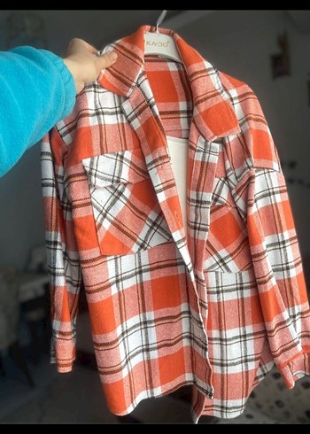 Kırmızı Ekose Desenli Düğmeli Kadın Gömlek - Görsel 2