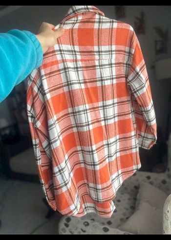 Kırmızı Ekose Desenli Düğmeli Kadın Gömlek - Görsel 3