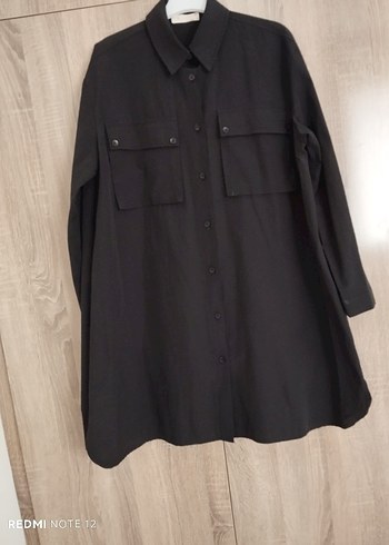 Siyah Uzun Keten Gömlek - Görsel 3