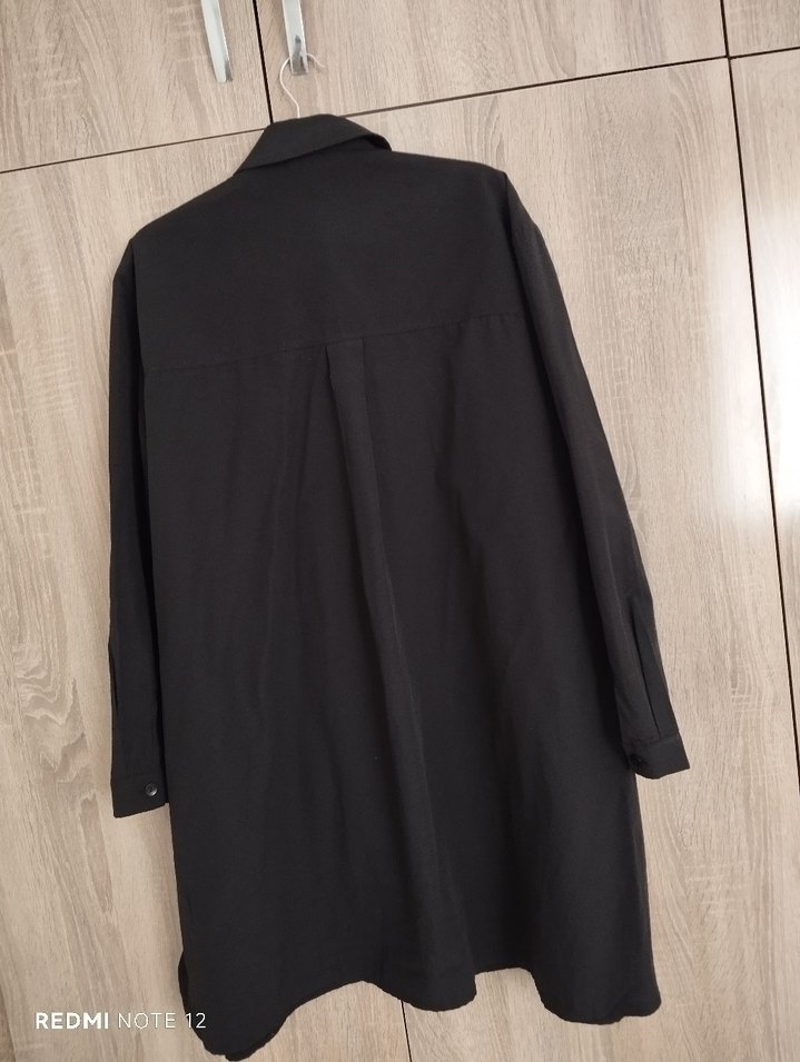 Siyah Uzun Keten Gömlek - Görsel 2