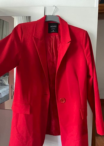 Düğmeli Kırmızı Kadın Blazer Ceket