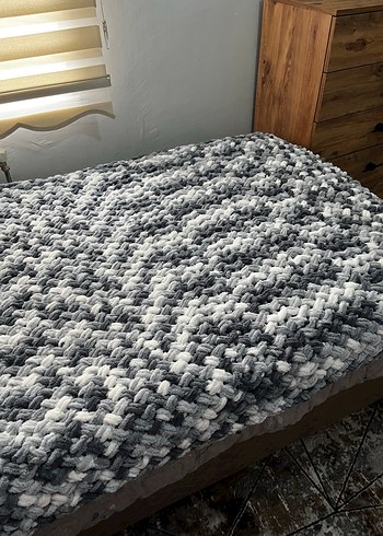 Gri Örgü Battaniye - Görsel 6