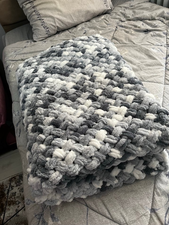 Gri Örgü Battaniye - Görsel 4