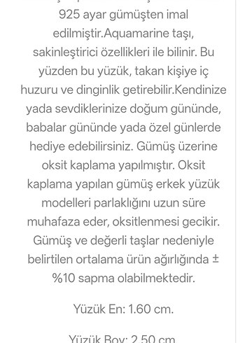 Turkuaz Taşlı Bohem Erkek Yüzük Gümüş - Görsel 3