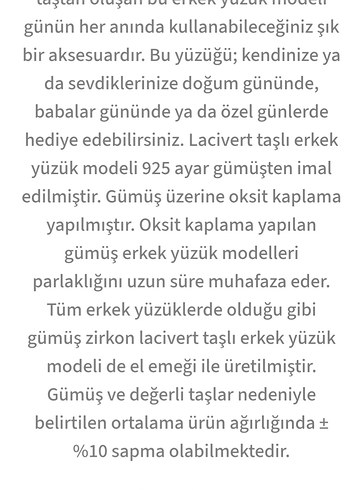 Erkek Yüzük Mavi Taş Detaylı Gümüş - Görsel 2