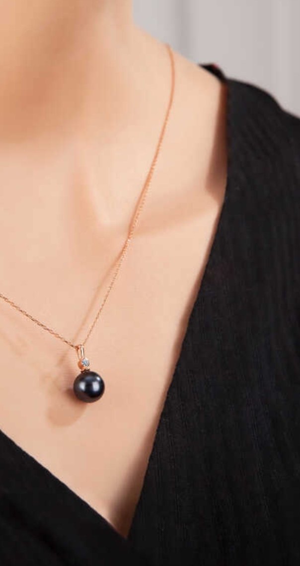 Modern Klasik Siyah Boncuklu Kadın Kolye - Görsel 2