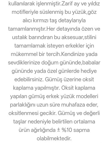 Bordo Taşlı Erkek  Yüzük Gümüş - Görsel 6