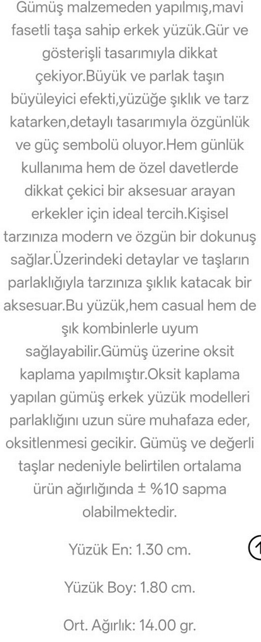 Bohem Mavi Taşlı Erkek Yüzük Gümüş - Görsel 3