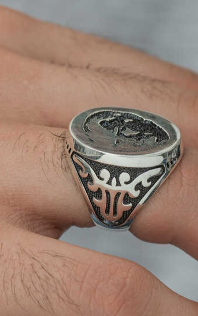 Erkek Siyah Gri Yüzük gümüş - Görsel 3