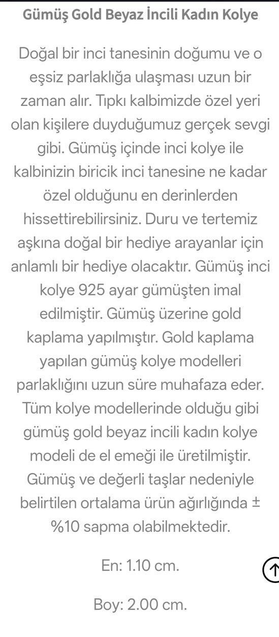 Zincir Detaylı Altın Renk İnci Kolye gümüş - Görsel 2