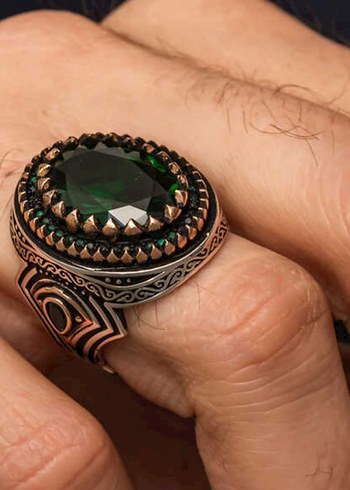 Bohem Tarzı Erkek Turkuaz Yüzük gümüş - Görsel 2