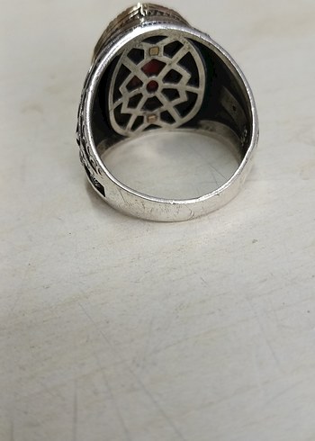 Bordo Vintage Erkek Yüzük Gümüş - Görsel 3