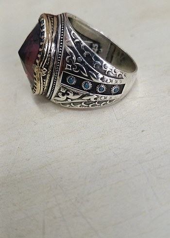 Bordo Vintage Erkek Yüzük Gümüş - Görsel 4