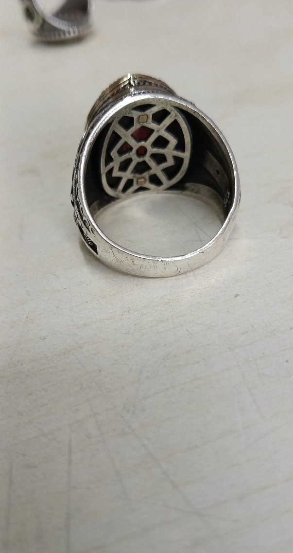 Bordo Vintage Erkek Yüzük Gümüş - Görsel 3