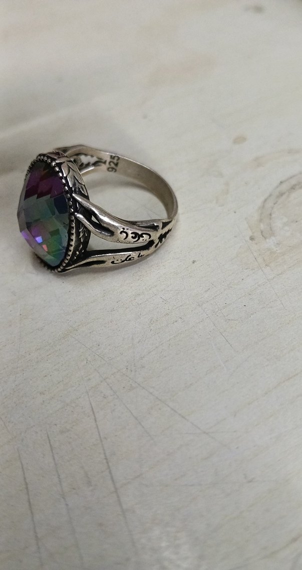 Renkli Taşlı Bohem Erkek Yüzük gümüş - Görsel 4