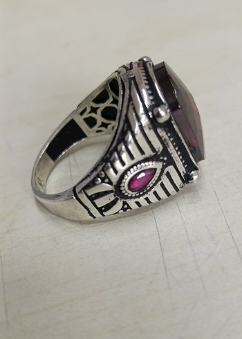 Bordo Vintage Erkek Yüzük Gümüş - Görsel 2