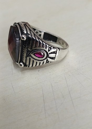 Bordo Vintage Erkek Yüzük Gümüş - Görsel 3