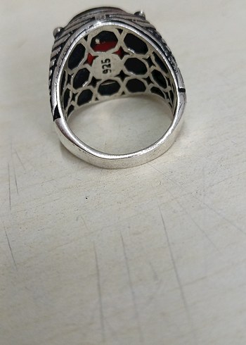 Bordo Vintage Erkek Yüzük Gümüş - Görsel 4