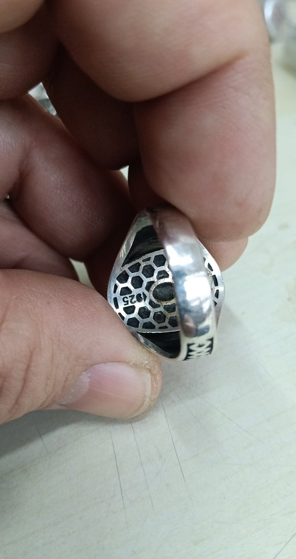 Koyu Turkuaz Taşlı Vintage Erkek Yüzük gümüş - Görsel 4