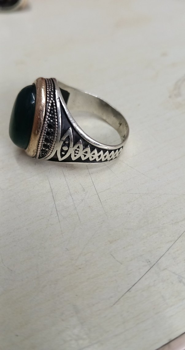Koyu Turkuaz Taşlı Vintage Erkek Yüzük gümüş - Görsel 3