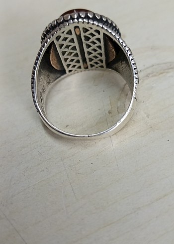 Koyu Kırmızı Taşlı Erkek Yüzük gümüş - Görsel 3