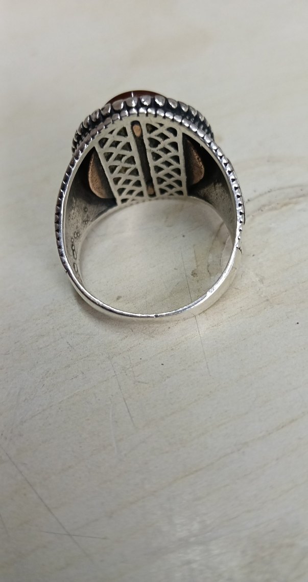 Koyu Kırmızı Taşlı Erkek Yüzük gümüş - Görsel 3