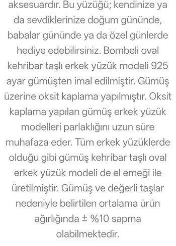 Renkli Kırmızı Taşlı Erkek Yüzük gümüş kehribar - Görsel 2