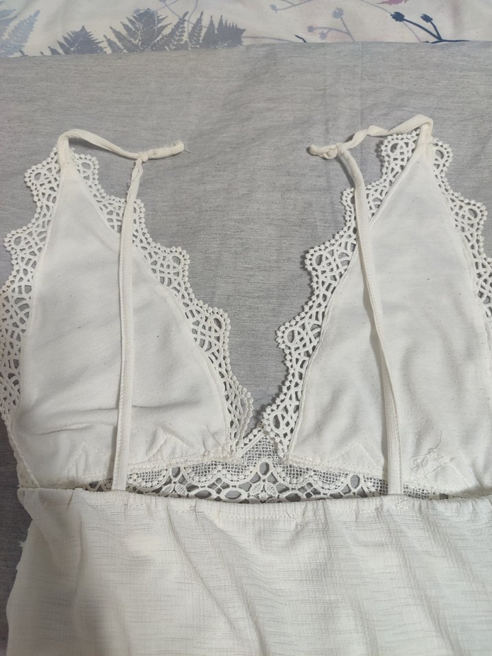 Dantel Detaylı Beyaz Kadın  badi - Görsel 3