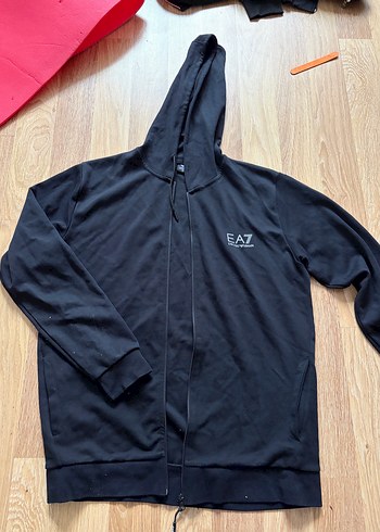 Emporio Armani Ea7 Siyah Kapusonlu Fermuarli Sweatshirt