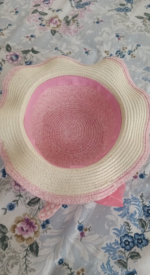 Çiçekli Fırfırlı Pembe Kız Çocuk Şapkası - Görsel 3