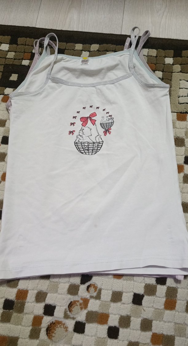 Kız Çocuk Pembe Baskılı İnce Askılı Atlet - Görsel 4