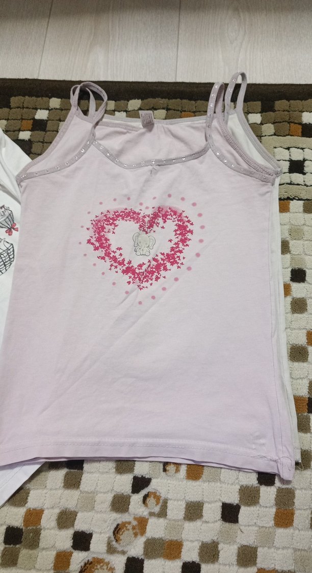 Kız Çocuk Pembe Baskılı İnce Askılı Atlet - Görsel 3