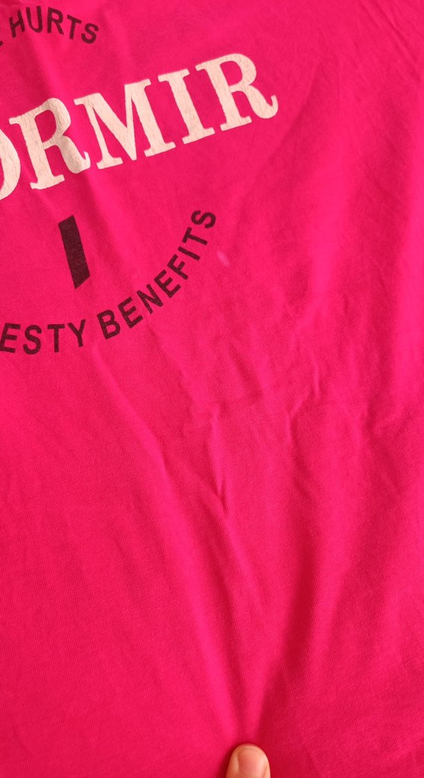 Pembe Baskılı Tişört, Kısa Kollu, Pamuk - Görsel 2