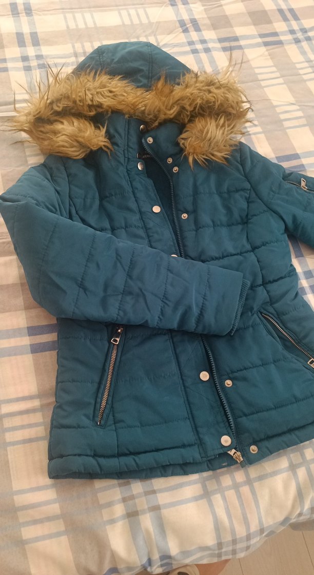 Kadın Mavi Kürklü Kış Montu - Görsel 2